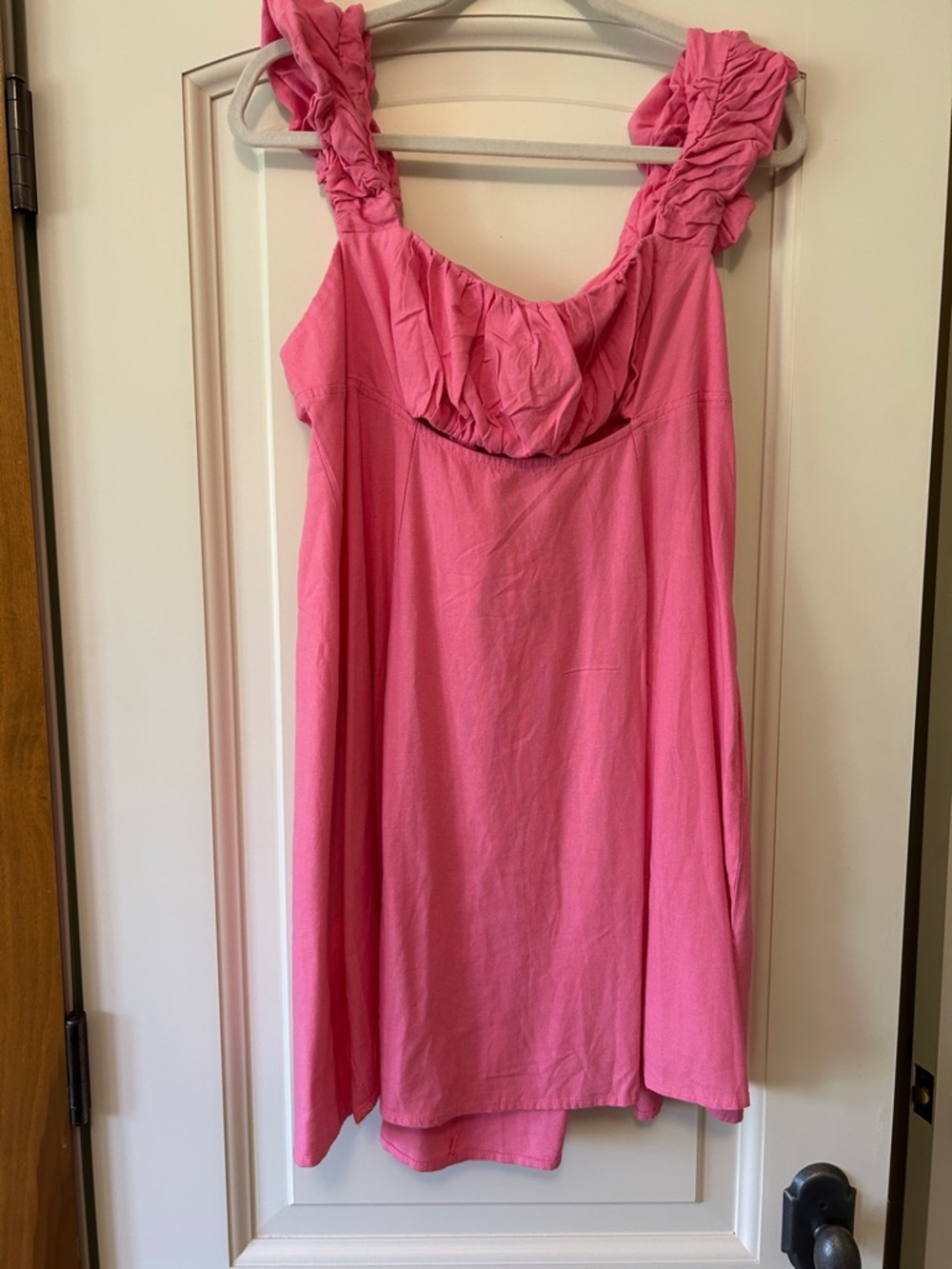 Backless Ruffled Strap Pink Women's Dress